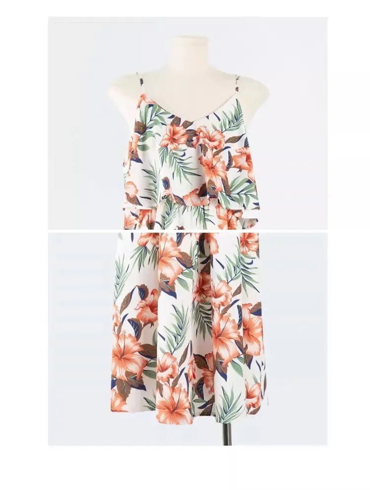Family Look Vacation Beach Clothing Mom Daughter Sleeveless Dress Dad Son Matching Floral Shirt Set Parent Child Holiday Clothes - PratSN