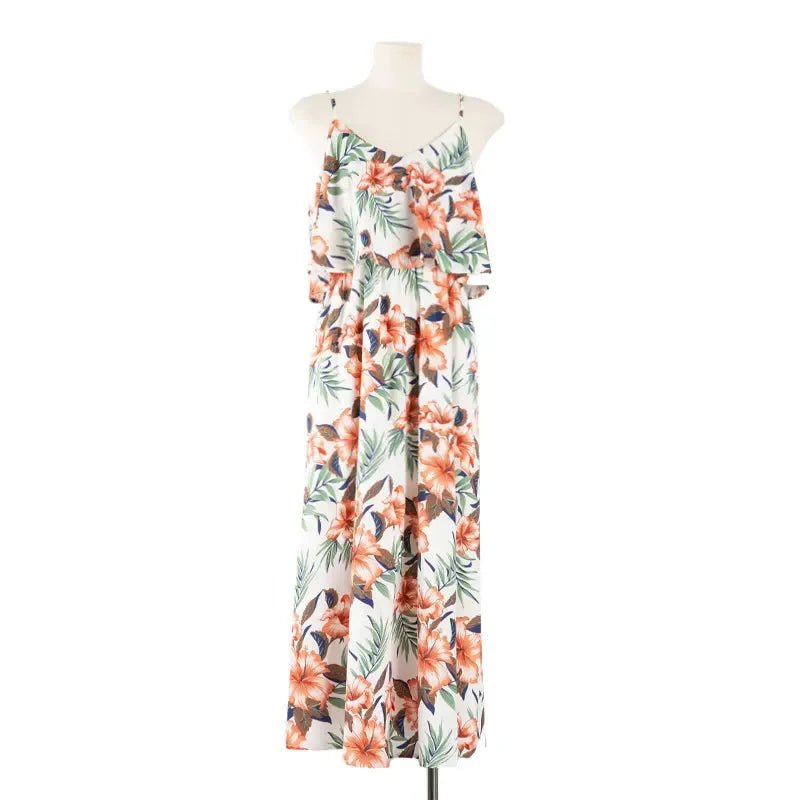 Family Look Vacation Beach Clothing Mom Daughter Sleeveless Dress Dad Son Matching Floral Shirt Set Parent Child Holiday Clothes - PratSN