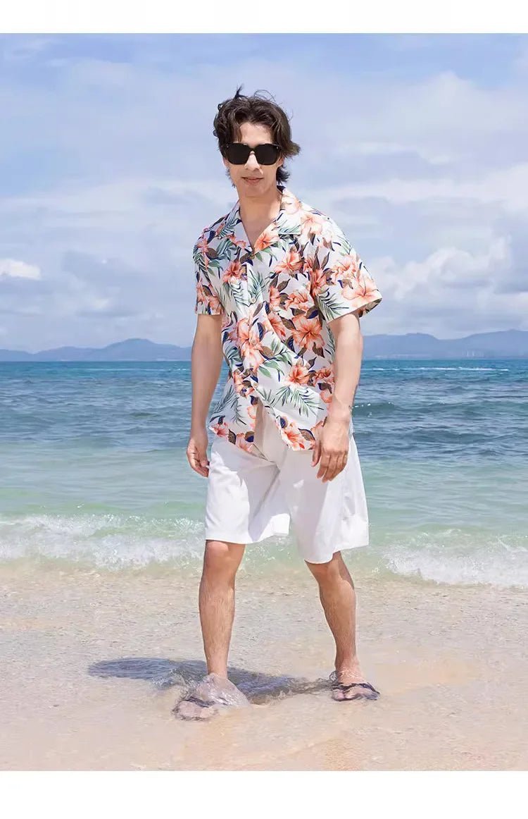 Family Look Vacation Beach Clothing Mom Daughter Sleeveless Dress Dad Son Matching Floral Shirt Set Parent Child Holiday Clothes - PratSN
