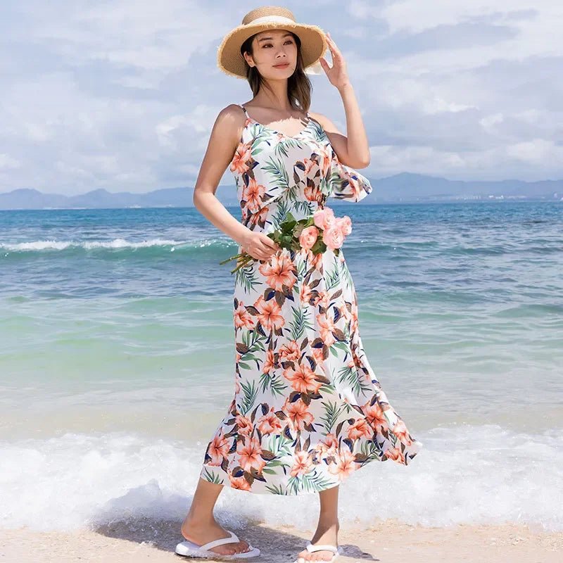 Family Look Vacation Beach Clothing Mom Daughter Sleeveless Dress Dad Son Matching Floral Shirt Set Parent Child Holiday Clothes - PratSN