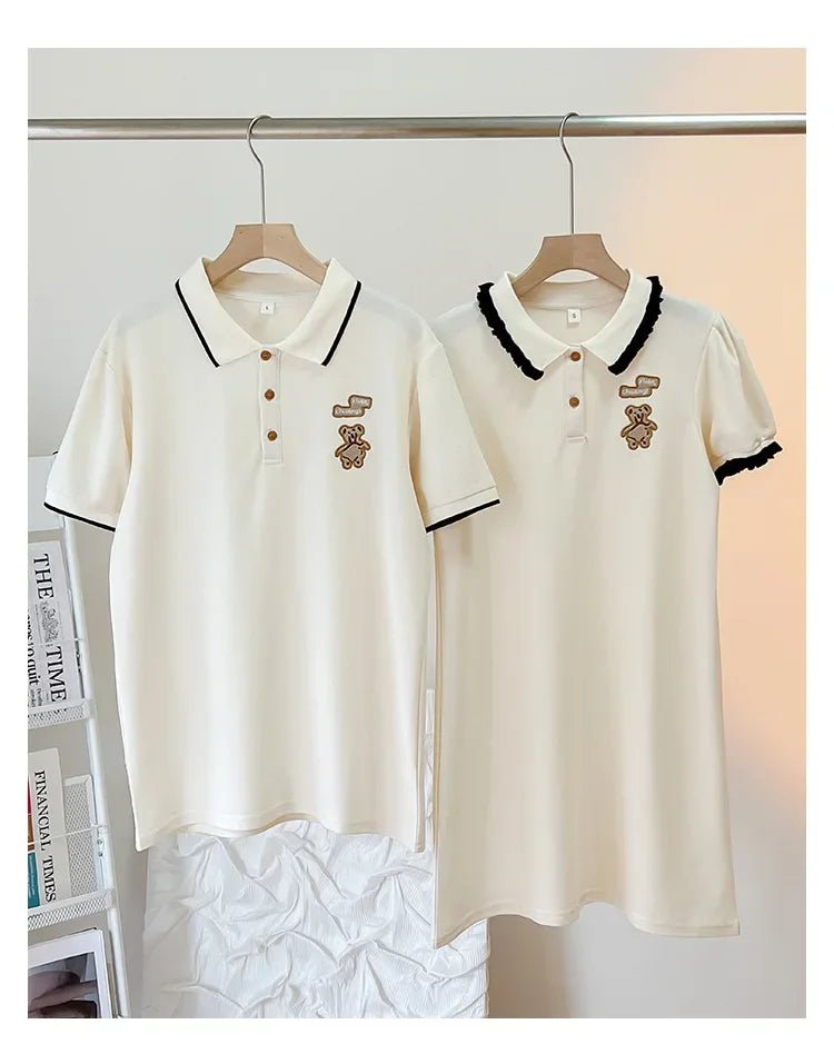Family Matching Clothes Summer Mother Kids Dresses Cotton Couple Family Look Father Son Polo T-Shirts Tops Mom Daughter Dress - PratSN