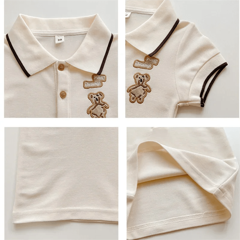 Family Matching Clothes Summer Mother Kids Dresses Cotton Couple Family Look Father Son Polo T-Shirts Tops Mom Daughter Dress - PratSN