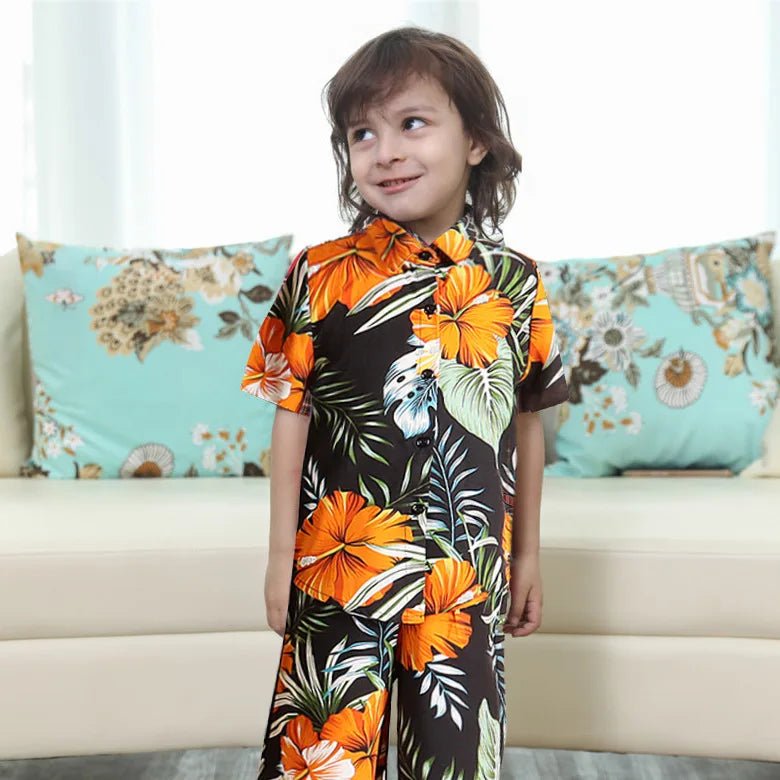 Family Matching Outfits Vacation Holiday Hawaii Mom And Daughter Floral Beach Dresses Dad And Son Shirts Shorts Outfits - PratSN