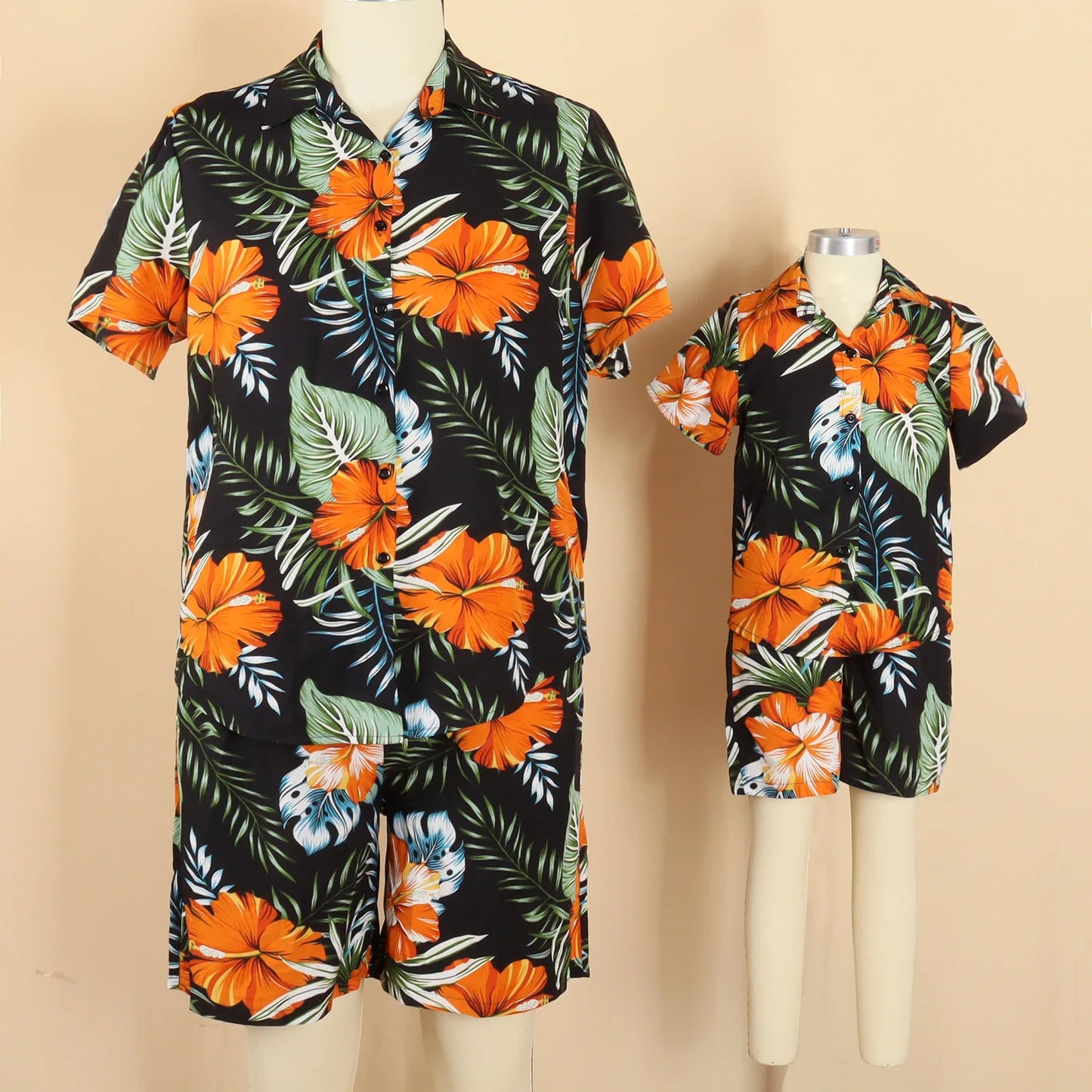 Family Matching Outfits Vacation Holiday Hawaii Mom And Daughter Floral Beach Dresses Dad And Son Shirts Shorts Outfits - PratSN