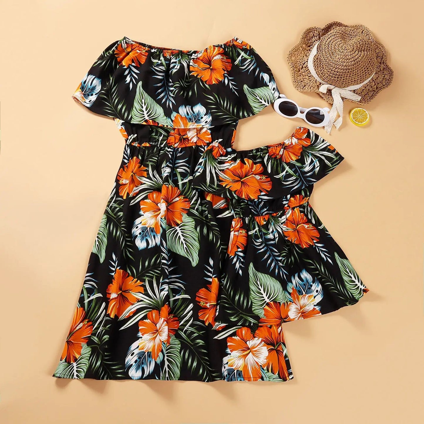 Family Matching Outfits Vacation Holiday Hawaii Mom And Daughter Floral Beach Dresses Dad And Son Shirts Shorts Outfits - PratSN