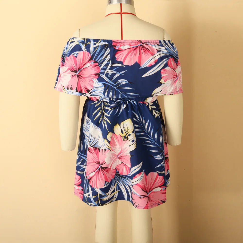 Family Matching Outfits Vacation Holiday Hawaii Mom And Daughter Floral Beach Dresses Dad And Son Shirts Shorts Outfits - PratSN