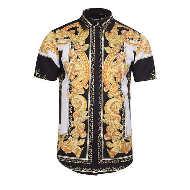Fashion 3D Print Luxury Harajuku Men Dress Shirts - PratSN