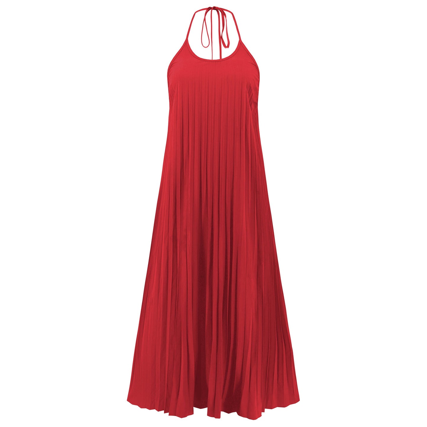 Fashion A - line Pleated Suspender Long Dress Summer Casual Loose Beach Vacation Dresses Womens Clothing - PratSN