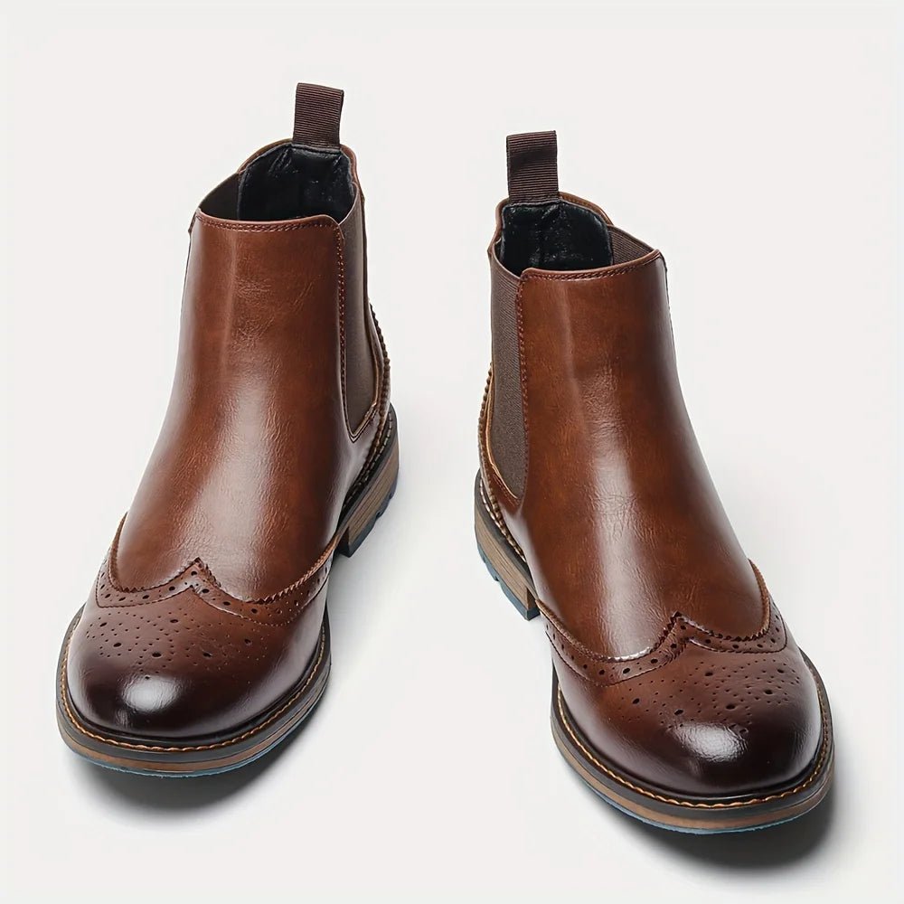 Fashion Brogue Chelsea Men Boots Classical American Style Leather Boots - PratSN