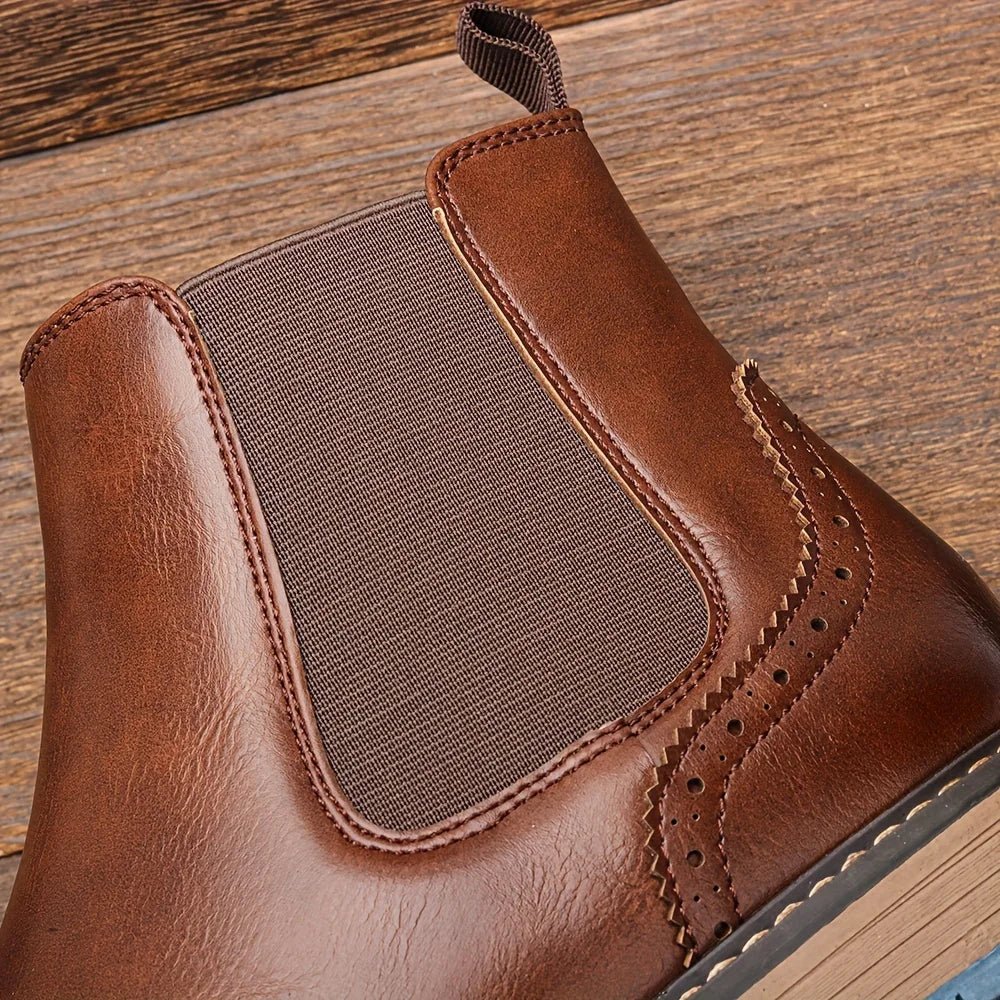 Fashion Brogue Chelsea Men Boots Classical American Style Leather Boots - PratSN