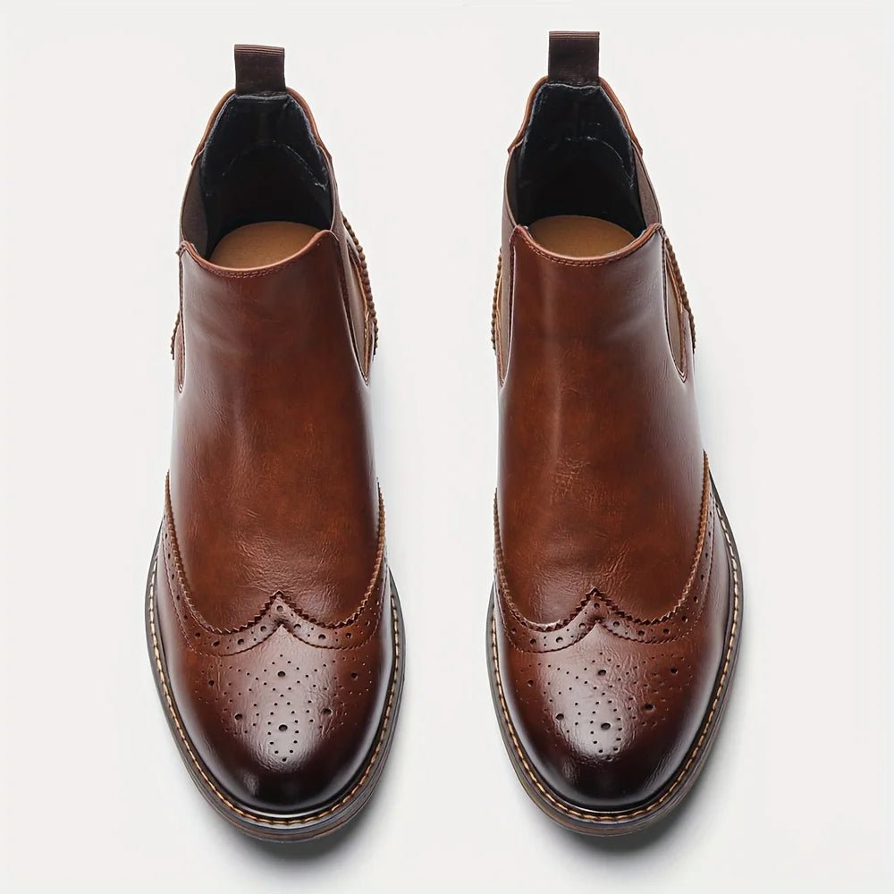 Fashion Brogue Chelsea Men Boots Classical American Style Leather Boots - PratSN