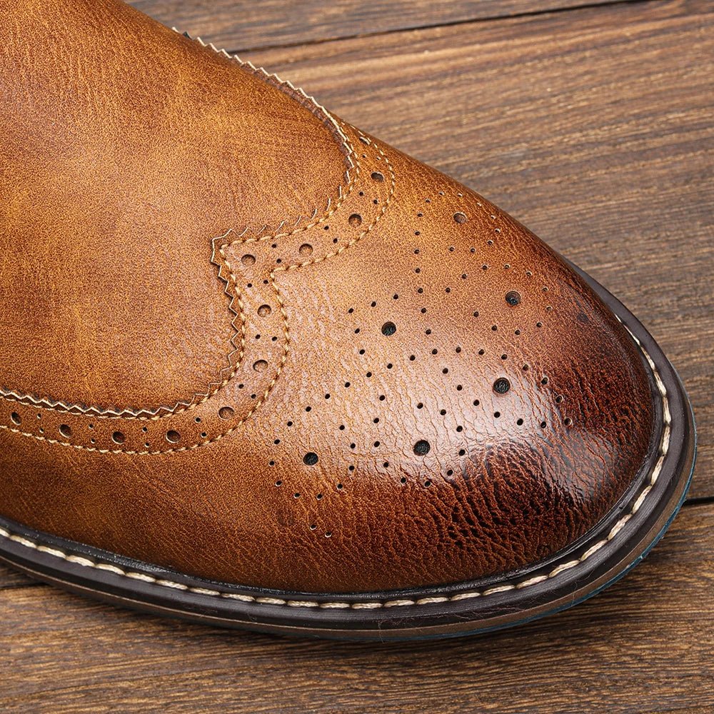 Fashion Brogue Chelsea Men Boots Classical American Style Leather Boots - PratSN