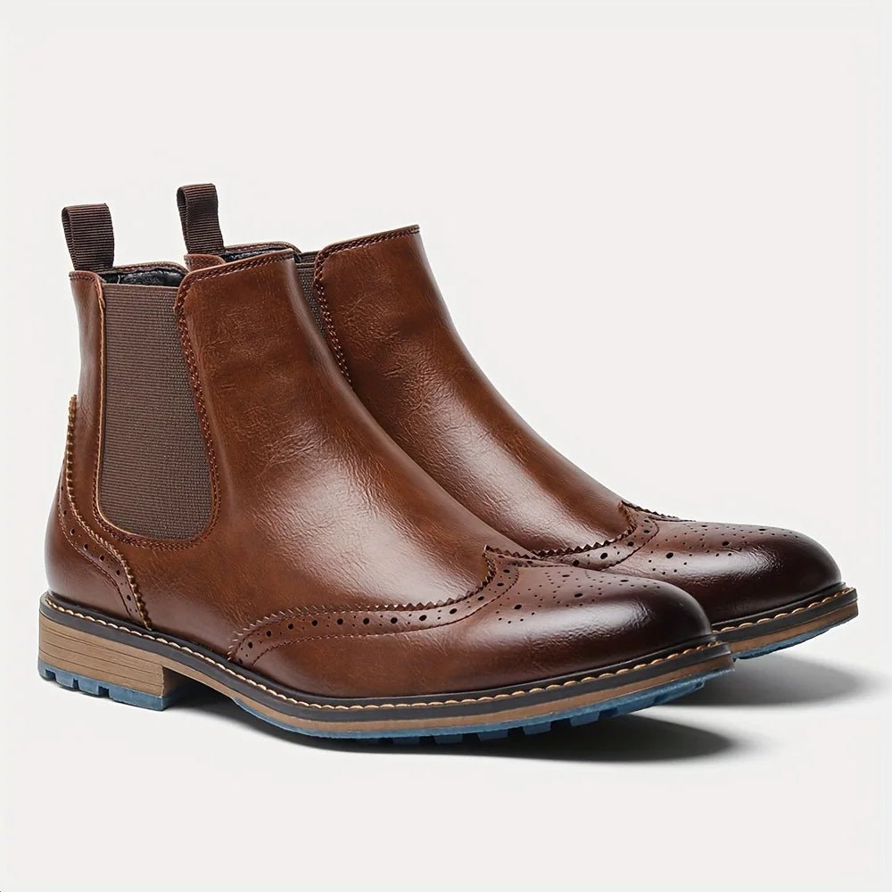 Fashion Brogue Chelsea Men Boots Classical American Style Leather Boots - PratSN