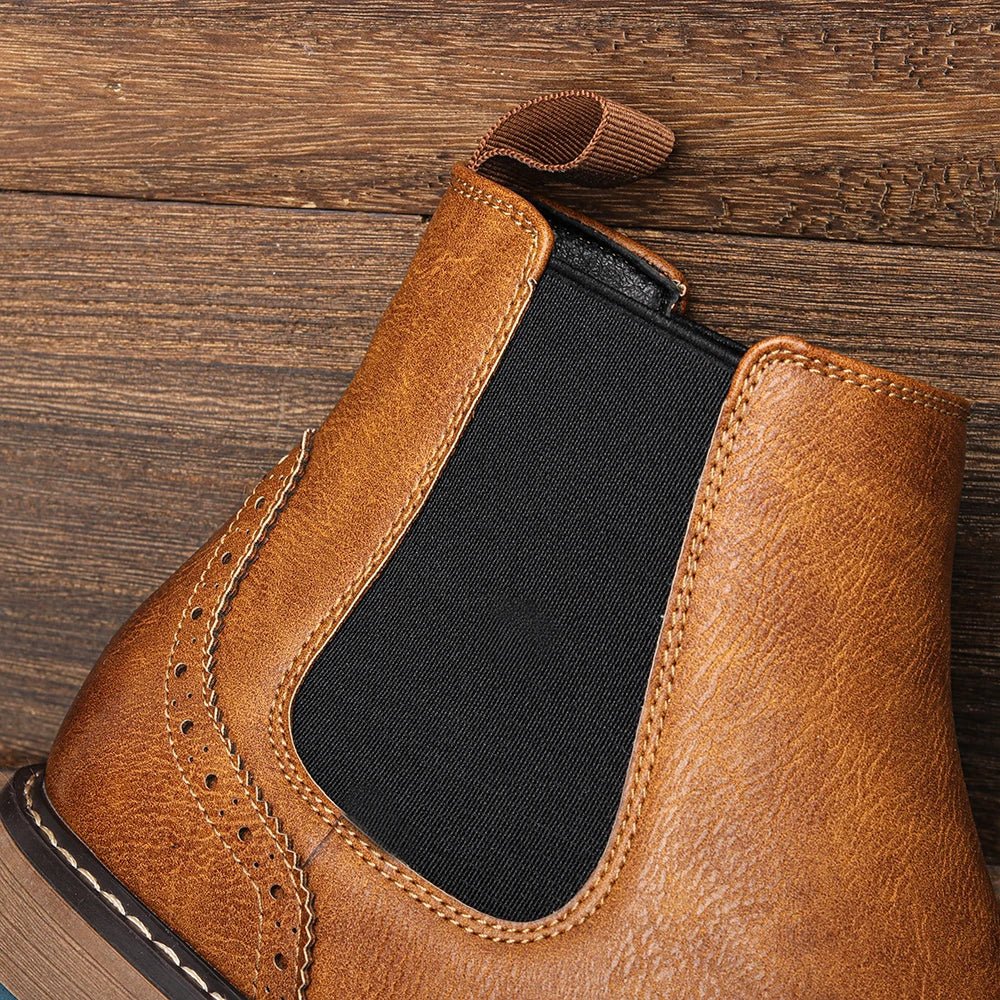 Fashion Brogue Chelsea Men Boots Classical American Style Leather Boots - PratSN