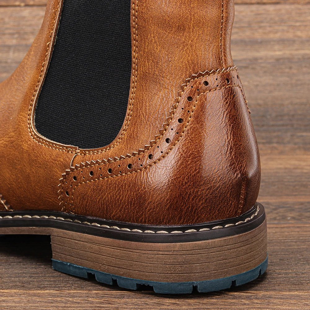 Fashion Brogue Chelsea Men Boots Classical American Style Leather Boots - PratSN