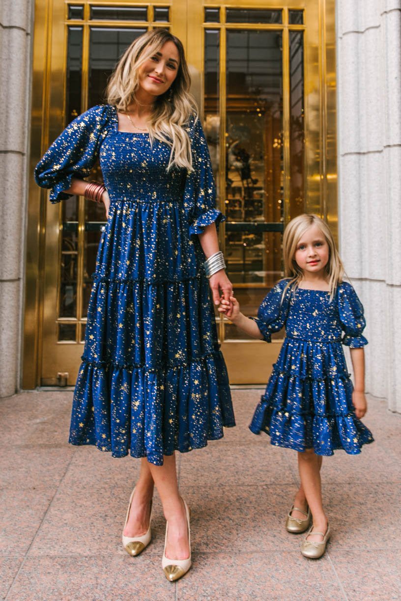 Fashion Floral Square Collar Lantern Sleeve Mother - daughter Parent - child Dress - PratSN