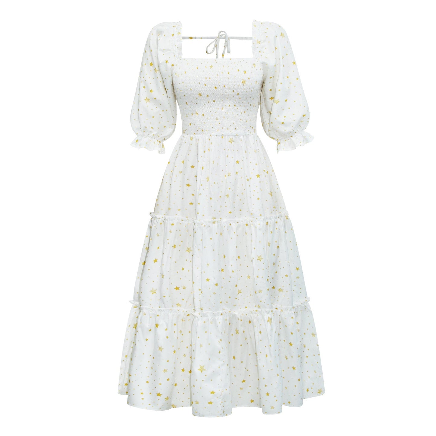Fashion Floral Square Collar Lantern Sleeve Mother - daughter Parent - child Dress - PratSN