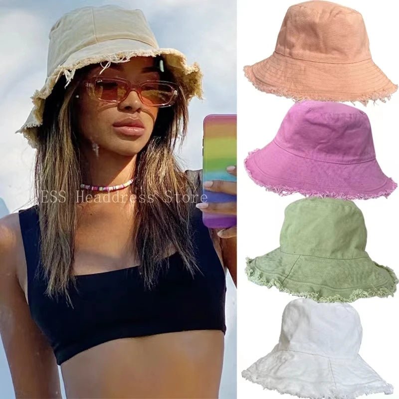 Fashion Foldable Burrs Bucket Hat for Women Men Beach Sun Visor UV Protection UPF 50+ Sun Hat Summer Large Wide Brim Panama Bob - PratSN