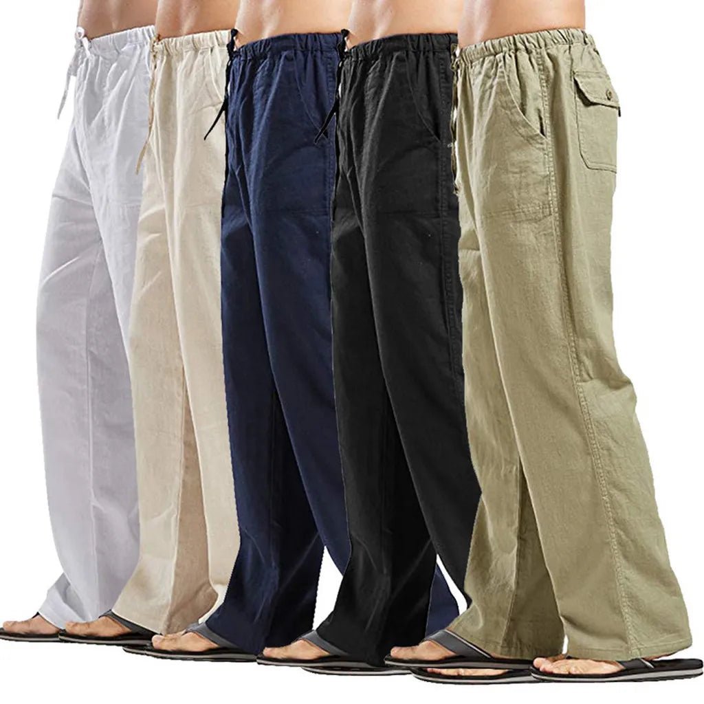 Fashion Mens Linen Wide Pants Korean Trousers Oversize Sports Streetwear Male Spring Pants Casual Men Clothing Sweatpants - PratSN