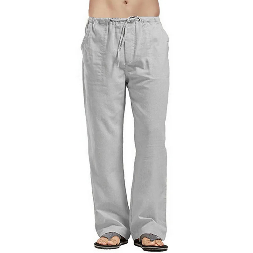 Fashion Mens Linen Wide Pants Korean Trousers Oversize Sports Streetwear Male Spring Pants Casual Men Clothing Sweatpants - PratSN