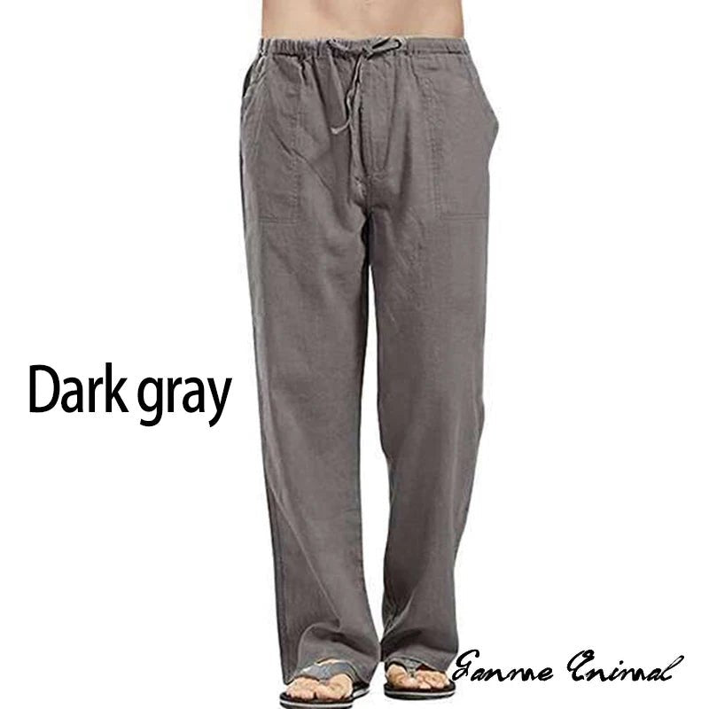 Fashion Mens Linen Wide Pants Korean Trousers Oversize Sports Streetwear Male Spring Yoga Pants Casual Men Clothing Sweatpants - PratSN
