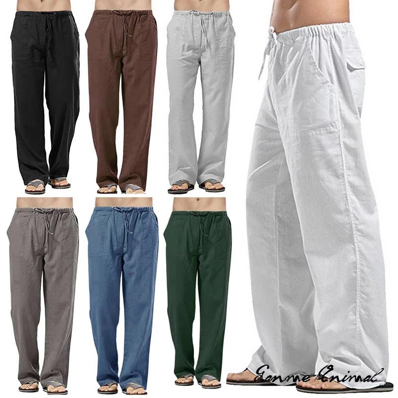Fashion Mens Linen Wide Pants Korean Trousers Oversize Sports Streetwear Male Spring Yoga Pants Casual Men Clothing Sweatpants - PratSN
