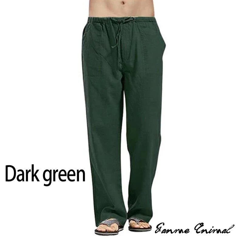 Fashion Mens Linen Wide Pants Korean Trousers Oversize Sports Streetwear Male Spring Yoga Pants Casual Men Clothing Sweatpants - PratSN