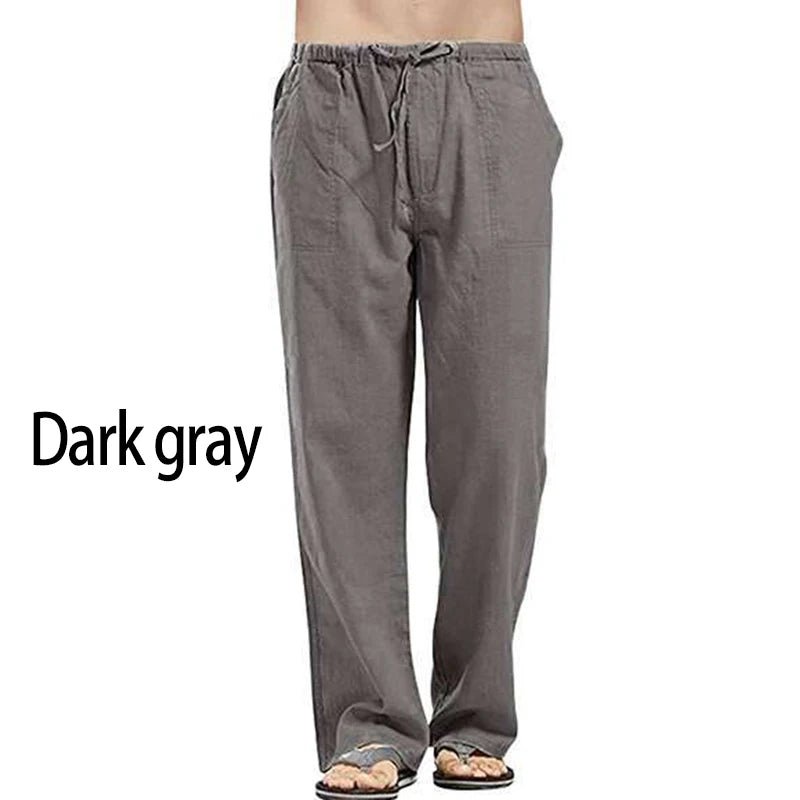 Fashion Mens Linen Wide Pants Korean Trousers Oversize Sports Streetwear Male Spring Yoga Pants Casual Men Clothing Sweatpants - PratSN