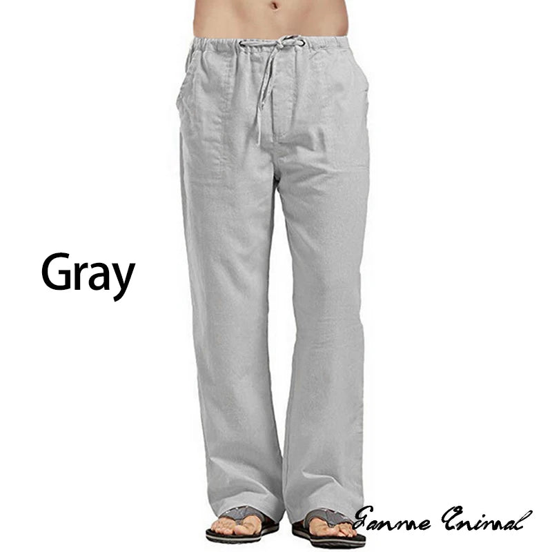 Fashion Mens Linen Wide Pants Korean Trousers Oversize Sports Streetwear Male Spring Yoga Pants Casual Men Clothing Sweatpants - PratSN