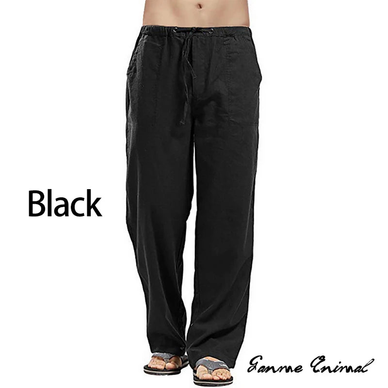 Fashion Mens Linen Wide Pants Korean Trousers Oversize Sports Streetwear Male Spring Yoga Pants Casual Men Clothing Sweatpants - PratSN