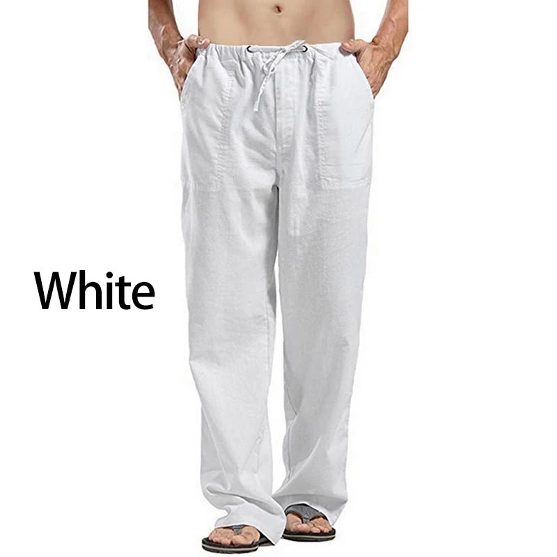 Fashion Mens Linen Wide Pants Korean Trousers Oversize Sports Streetwear Male Spring Yoga Pants Casual Men Clothing Sweatpants - PratSN