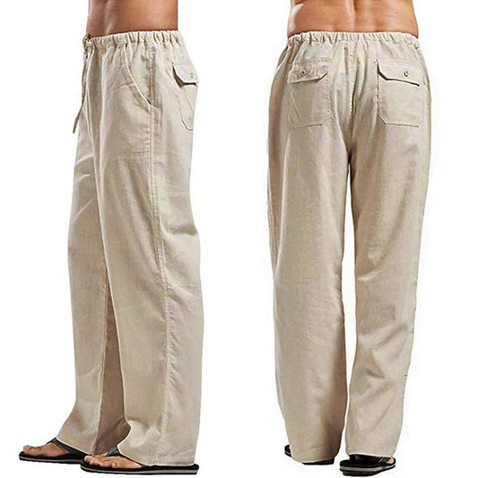 Fashion Mens Linen Wide Pants Korean Trousers Oversize Sports Streetwear Male Spring Yoga Pants Casual Men Clothing Sweatpants - PratSN