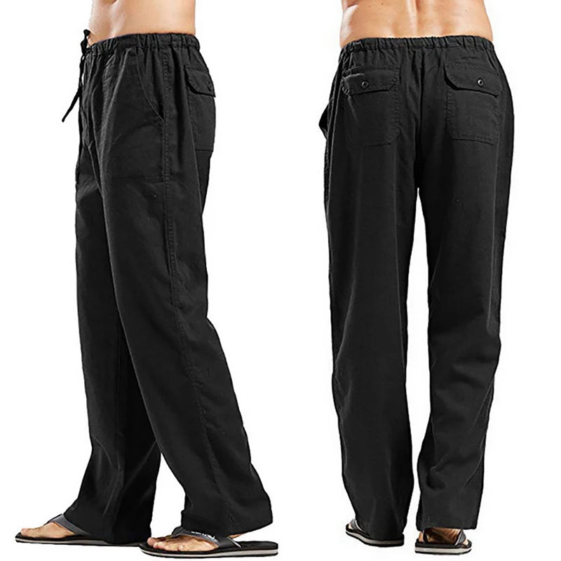 Fashion Mens Linen Wide Pants Korean Trousers Oversize Sports Streetwear Male Spring Yoga Pants Casual Men Clothing Sweatpants - PratSN