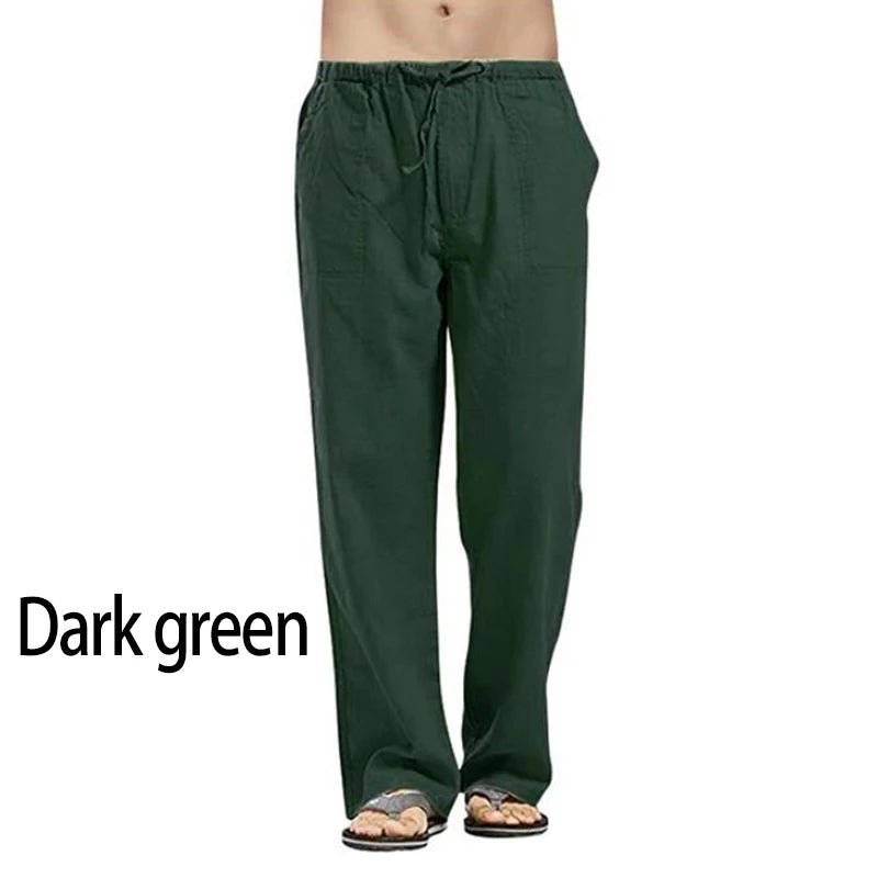 Fashion Mens Linen Wide Pants Korean Trousers Oversize Sports Streetwear Male Spring Yoga Pants Casual Men Clothing Sweatpants - PratSN