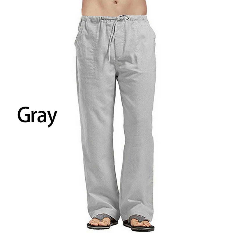 Fashion Mens Linen Wide Pants Korean Trousers Oversize Sports Streetwear Male Spring Yoga Pants Casual Men Clothing Sweatpants - PratSN