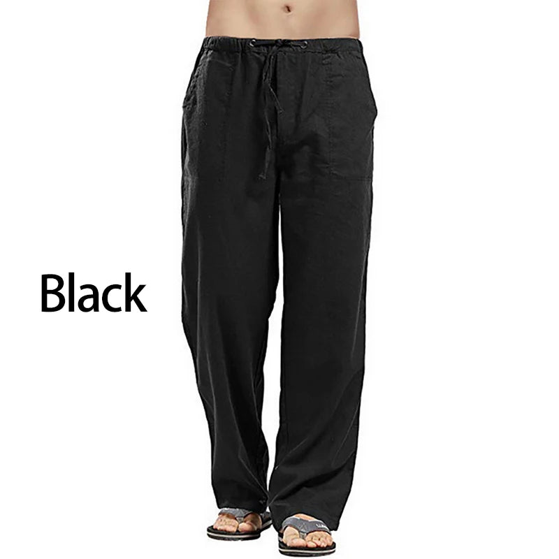 Fashion Mens Linen Wide Pants Korean Trousers Oversize Sports Streetwear Male Spring Yoga Pants Casual Men Clothing Sweatpants - PratSN