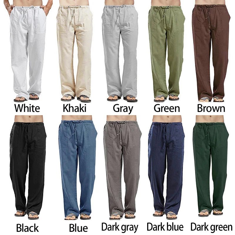 Fashion Mens Linen Wide Pants Korean Trousers Oversize Sports Streetwear Male Spring Yoga Pants Casual Men Clothing Sweatpants - PratSN