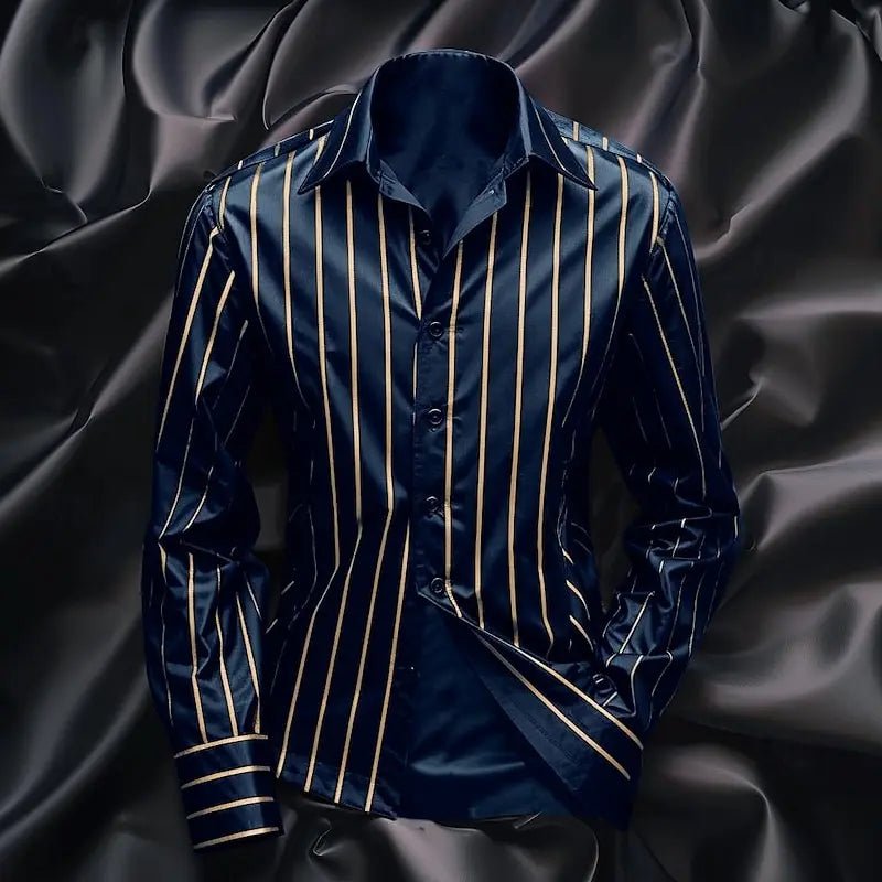 Fashion men's striped shirt stylish casual outdoor long sleeve lapel button soft and comfortable material new hot sale plus size - PratSN