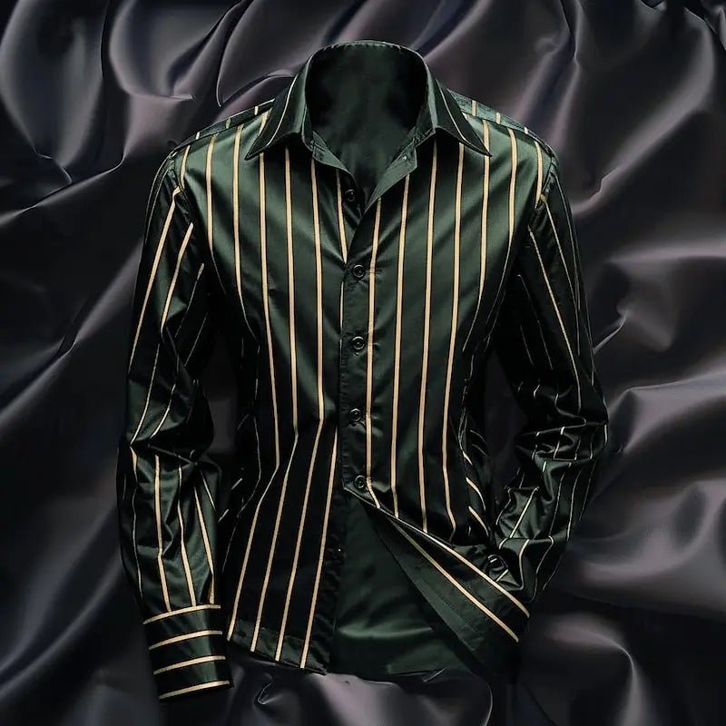 Fashion men's striped shirt stylish casual outdoor long sleeve lapel button soft and comfortable material new hot sale plus size - PratSN