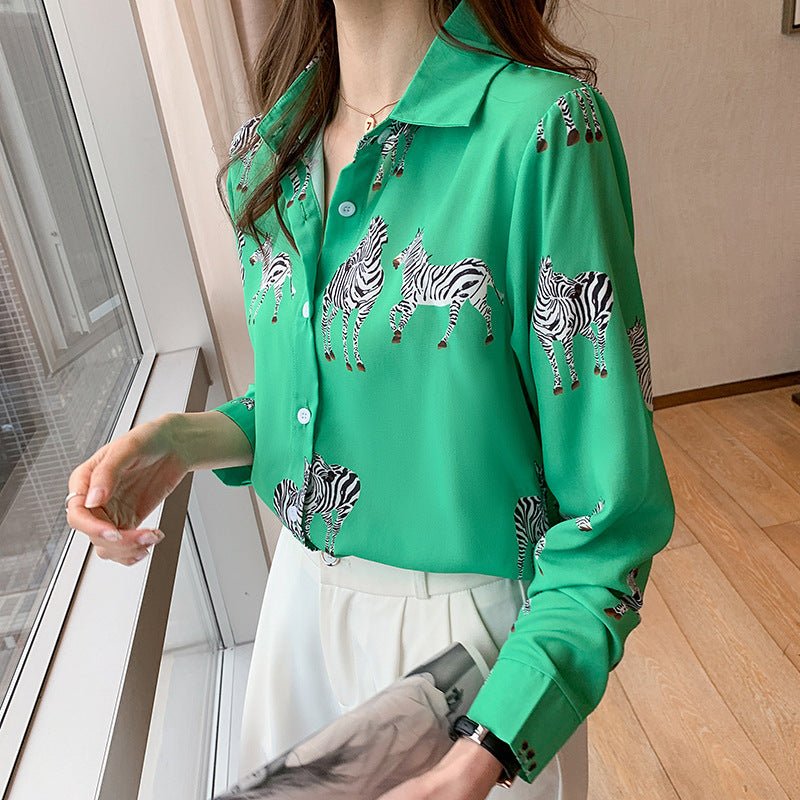 Fashion Printed Loose Slimming Long Sleeves Shirt Women's Shirt - PratSN