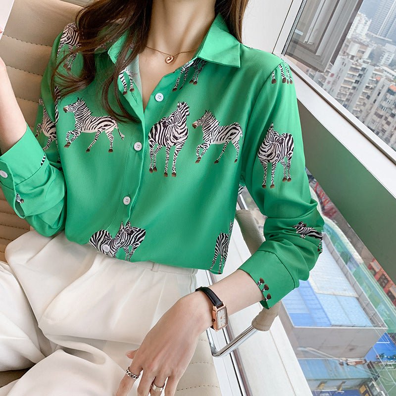 Fashion Printed Loose Slimming Long Sleeves Shirt Women's Shirt - PratSN