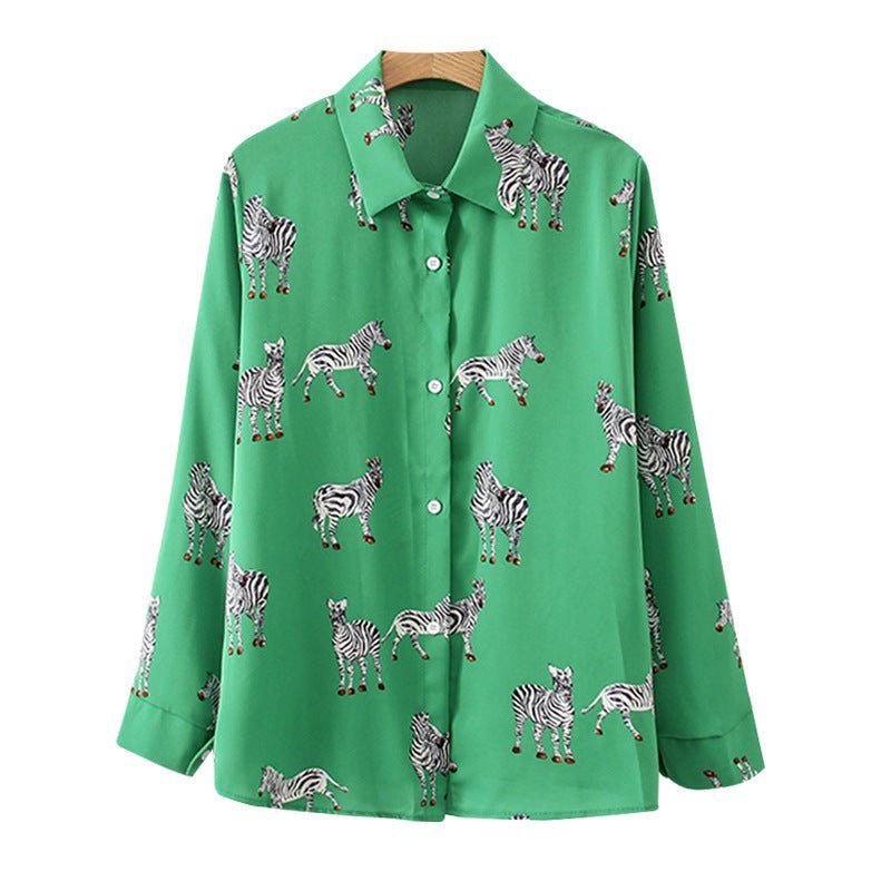 Fashion Printed Loose Slimming Long Sleeves Shirt Women's Shirt - PratSN