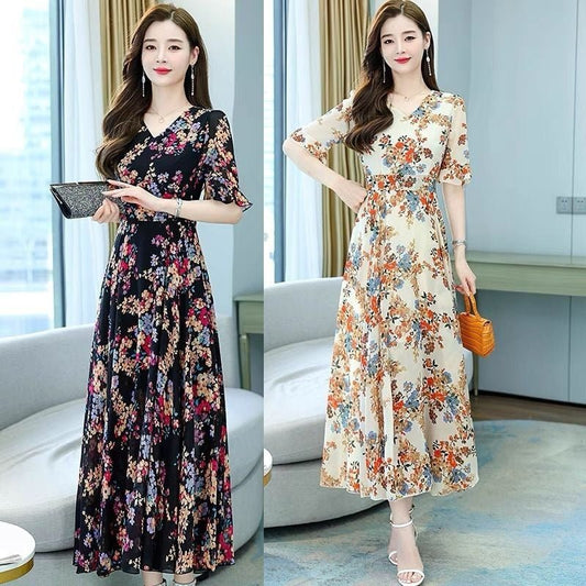 Fashion V - neck Dress Waist Slimming Women - PratSN