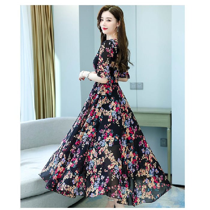 Fashion V - neck Dress Waist Slimming Women - PratSN