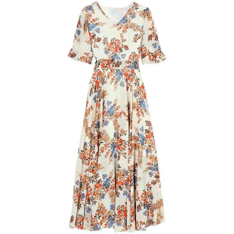 Fashion V - neck Dress Waist Slimming Women - PratSN