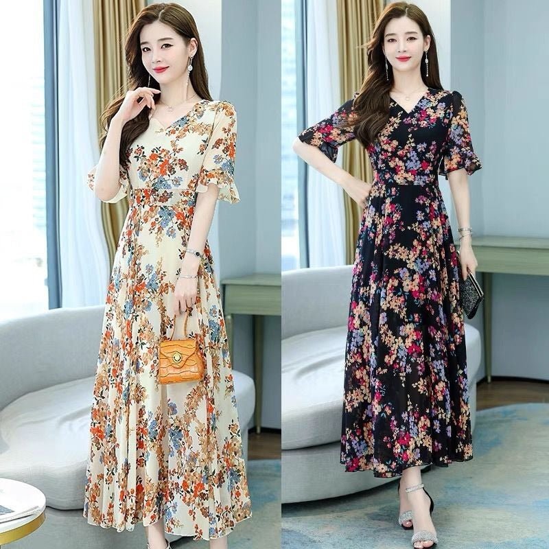 Fashion V - neck Dress Waist Slimming Women - PratSN