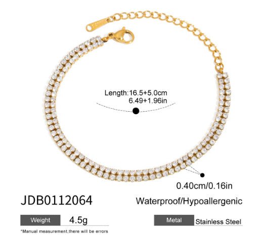 Female Diamond Inlay Stainless Steel Twin Bracelet - PratSN