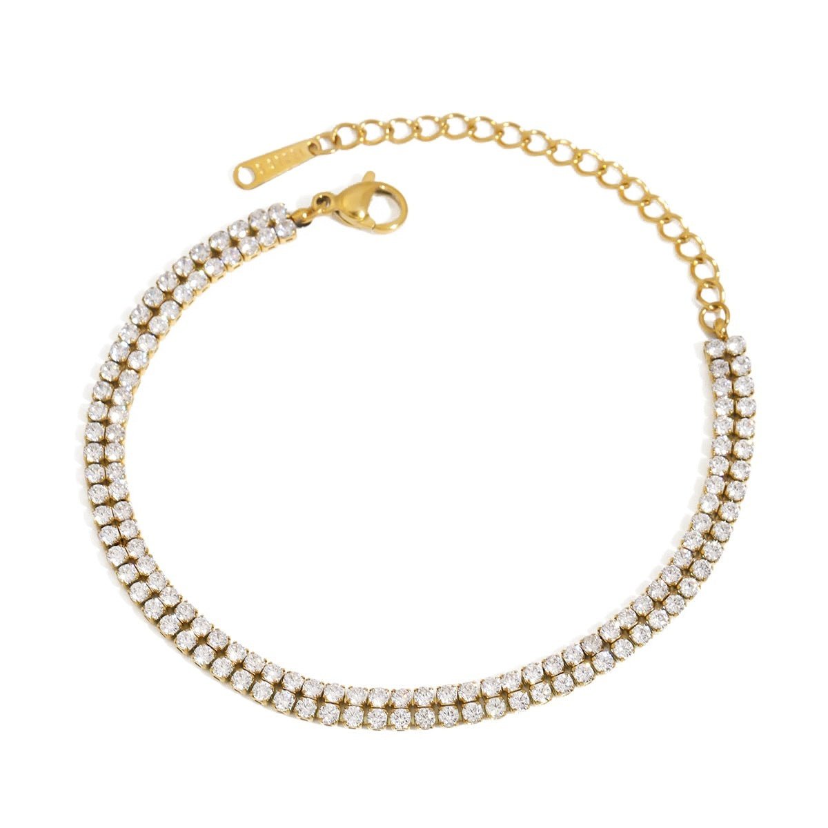 Female Diamond Inlay Stainless Steel Twin Bracelet - PratSN