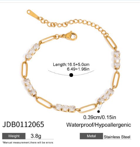Female Diamond Inlay Stainless Steel Twin Bracelet - PratSN