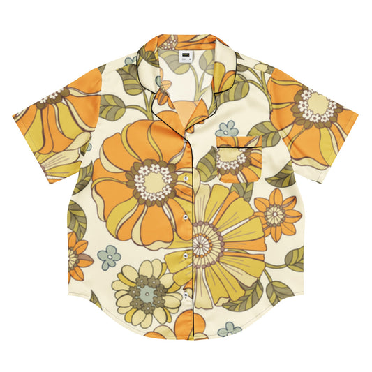 Floral All - over print women’s short sleeve pajama top - PratSN